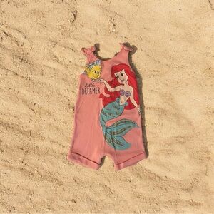 Disney Pink Little Mermaid Ariel Flounder One Piece Romper Kids Girls 2T